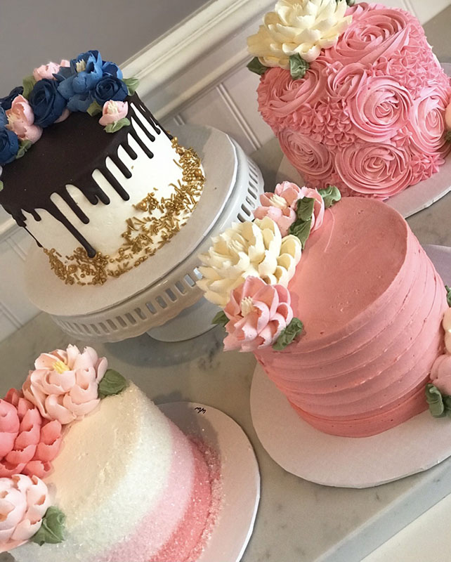 Rosettes ruffles and drip cakes